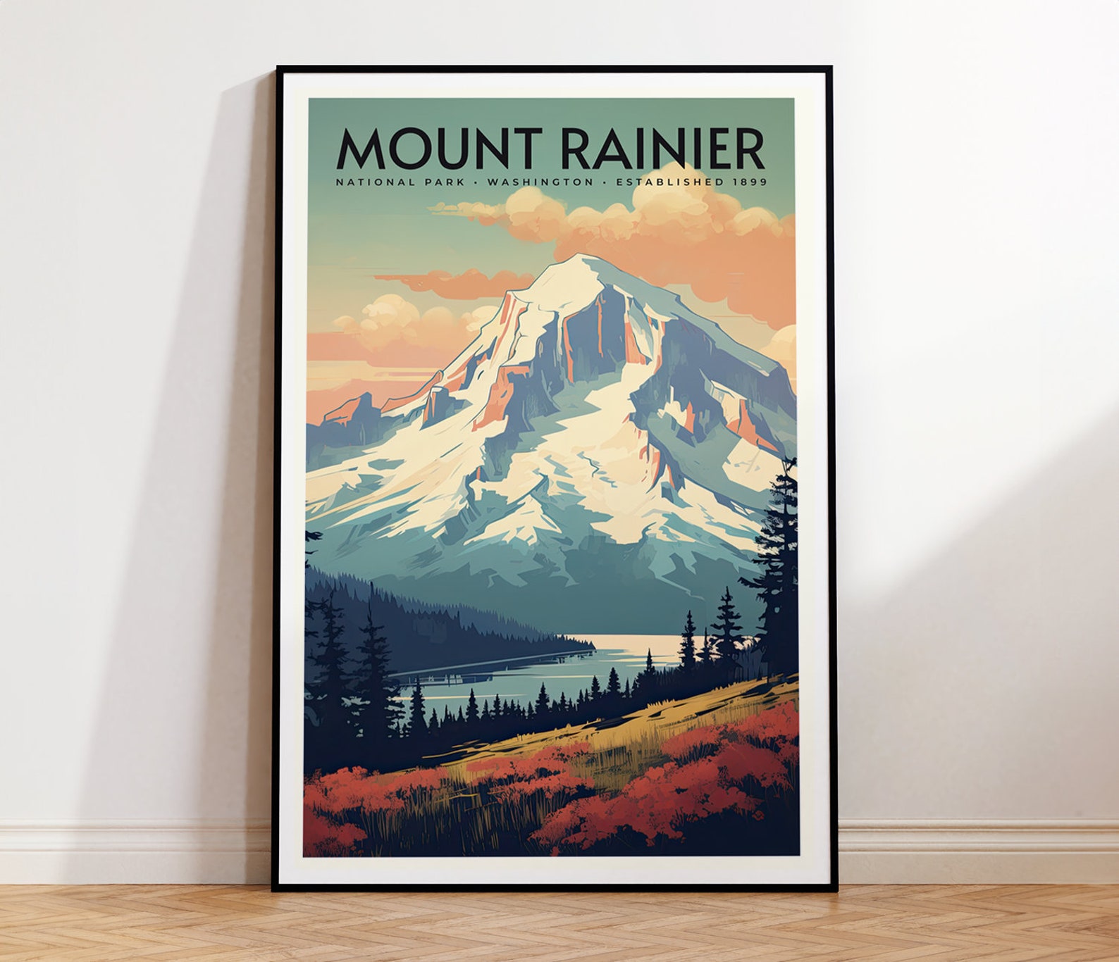 Mount Rainer Poster Mount Rainier National Park, Vintage Travel Poster, Print at Home ...