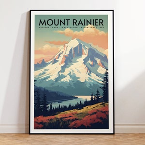 Mount Rainier National Park, Vintage Travel Poster, Print at home | Wall Art | PRINTABLE Wall Art | Digital Print | Instant Art, Washington