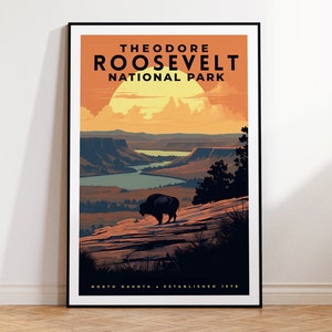 Theodore Roosevelt National Park Vintage Travel Poster, Print at home | Wall Art | PRINTABLE Wall Art | Digital Print | Instant Art, Dakota