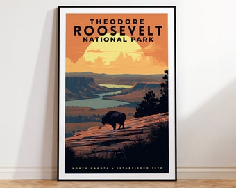 Theodore Roosevelt National Park Vintage Travel Poster, Print at home | Wall Art | PRINTABLE Wall Art | Digital Print | Instant Art, Dakota
