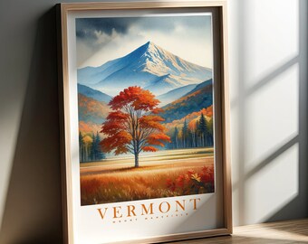Impresión en acuarela de Vermont / Monte Mansfield / Colección de los 50 estados de EE. UU. / Arte mural / Arte mural IMPRIMIBLE / Arte digital / Arte instantáneo / Póster