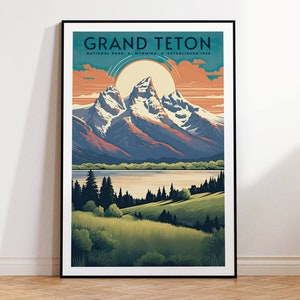 Grand Teton National Park Vintage Reise Poster, Druck zu Hause | Wandkunst | DRUCKBARE Wandkunst | Digitaldruck | Instant Art, Wyoming