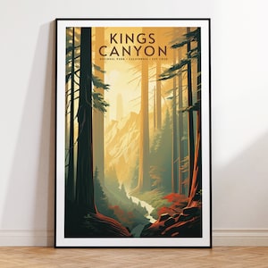 Cartel de viaje vintage del Parque Nacional Kings Canyon, Impresión en casa / Arte de pared / Arte de pared IMPRIMIBLE / Impresión digital / Arte instantáneo, California