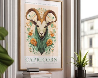 Capricorn Digital Print | 12 Signs of the Zodiac Set | Horoscope Poster | Animal Print | Trendy | Astrology | Instant Digital Download