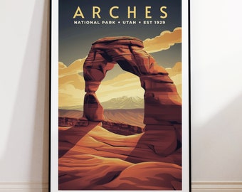 Arches National Park Vintage Travel Poster, Print at home | Wall Art | PRINTABLE Wall Art | Digital Print | Instant Art, Utah Landscape