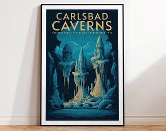 Carlsbad Caverns National Park Vintage Travel Poster, Print at home | Wall Art | PRINTABLE Wall Art | Digital Print | Instant Art New Mexico