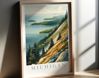 Michigan Watercolor Print | The Great Lakes | 50 US States Collection | Wall Art | PRINTABLE Wall Art | Digital | Instant Art | Poster
