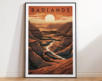 Badlands National Park Vintage Travel Poster, Print at home | Wall Art | PRINTABLE Wall Art | Digital Print | Instant Art, South Dakota