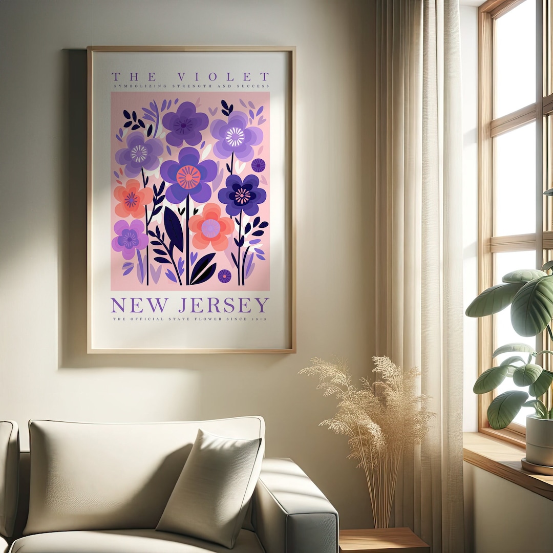 New Jersey State Flower Print, the Violet, Flower Prints, Trendy Floral