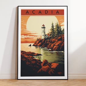 Acadia National Park Vintage Travel Poster, Print at home | Wall Art | PRINTABLE Wall Art | Digital Print | Instant Art, Maine Landscape