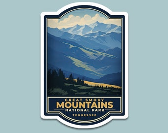 Pegatina del Parque Nacional de las Grandes Montañas Humeantes / 3x4 pulgadas / Calcomanía de vinilo cortada en beso / Regalo amante de la naturaleza / Tennessee / Colección de pegatinas