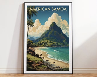 American Samoa National Park Vintage Travel Poster, Print at home | Wall Art | PRINTABLE Wall Art | Digital Print | Instant Art, Island