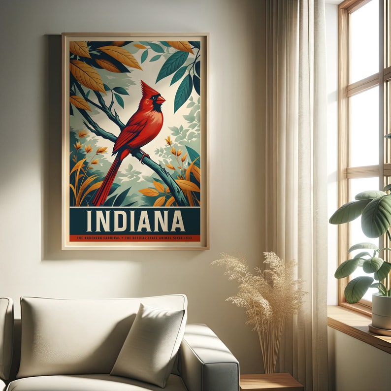 Indiana State Animal | Vintage Prints | Cardinal | Print at Home | Wall ...