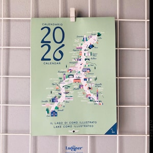 Calendario 2026 Lago di Como – Mappe illustrate delle località iconiche | Edizione limitata da parete A4 | Design The Larianer