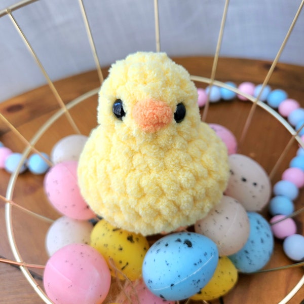 Realistic Baby Chick Stuffed Animal, Pastel Yellow, Finished Crochet Plushie