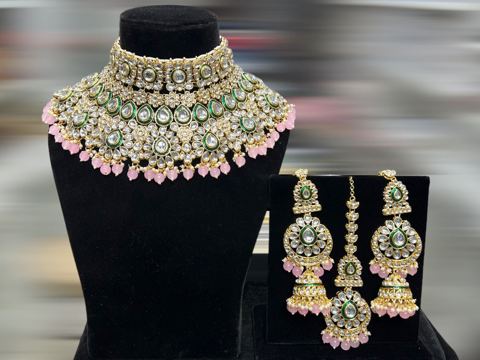 Heavy Bridal Lakshmi Layered Necklace With Earrings
