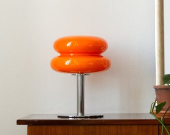 Orange retro lamp made of glass | 60s vintage style table lamp | Perfect housewarming gift