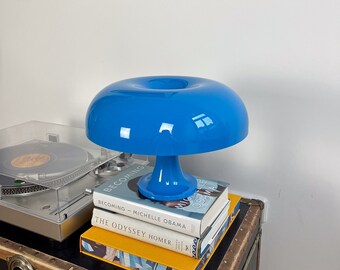 Tafellamp retro lampstijl | Paddestoellamp in blauw | Ruimtetijdperk ontwerp uit het midden van de eeuw | Leuk bedlampje