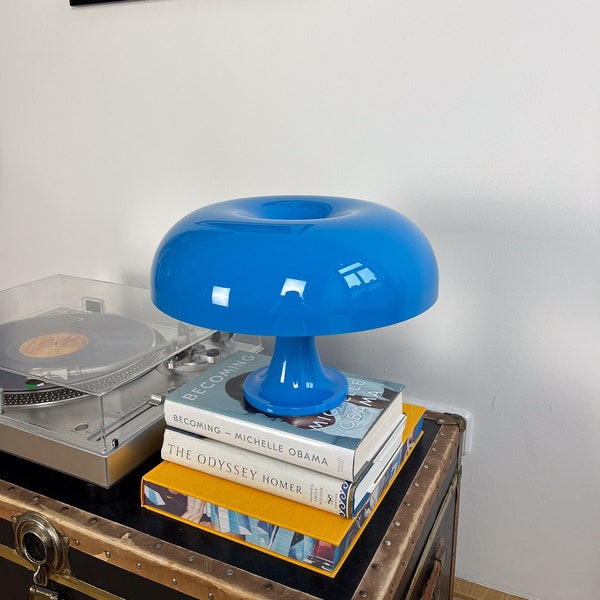 Tischlampe Retro Lampen Stil | Mushroom Lampe in blau | Space Age Mid Century Design | Schöne Nachttischlampe
