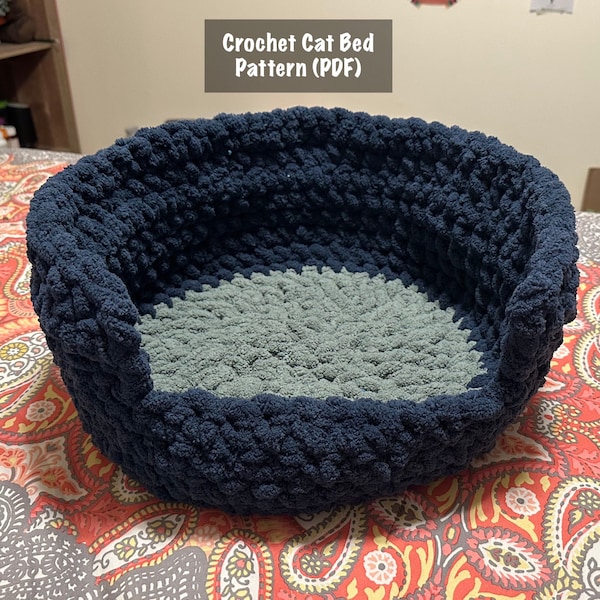 Simple Crochet Cat Bed Pattern (PDF File) - in English