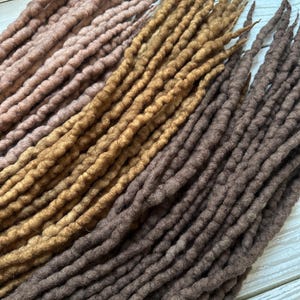 Handmade Wool Dreadlock Extensions: Brown Boho Double Ended Dreads