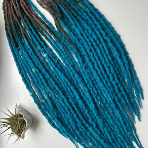 100% Wool Dreadlock Extensions | Handmade Boho Dreads |Brown  Blue Ombre DE Dreads, Boho Hair Extensions Full set