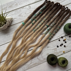 Human hair Dreadlock Extensions – Natural  Light Brown and Blonde Ombre , Single dreads, SE