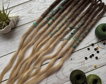 Human hair Dreadlock Extensions – Natural  Light Brown and Blonde Ombre , Single dreads, SE