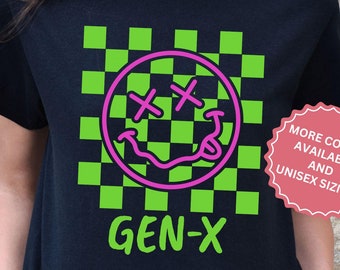 Cool Gen X Shirt, 1980 Generation X T-Shirt, Fun 80s 90s Bright Color TShirt for Women, Retro Nostalgia Design Tee, Vintage Nostalgic Gift