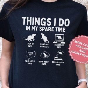 Saker jag gör på min fritid råtta t-shirt för djurälskare, gnagare t-shirt, söt och udda råttälskare gåva för råttpappa och råttmamma, stor mus t-shirt