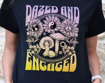 Maglietta retrò "Dazed and Engaged", maglietta "Husband 2025 Fidanzamento", regalo di addio al nubilato per il fidanzato, maglietta per la festa della sposa, maglietta "Future Mrs"