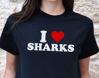 Bonita camiseta "Me encanta el tiburón", regalo de biología marina para amantes de los tiburones, camiseta de tiburón blanco 2025, camiseta de tiburón martillo, regalo para mamá