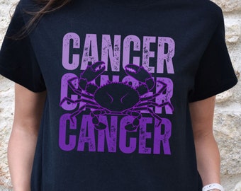 Camiseta del signo zodiacal Cáncer, camiseta del horóscopo astrológico, regalo de cumpleaños de junio a julio para ella, camiseta de la constelación estelar del cangrejo, camiseta para amantes de los astronomía