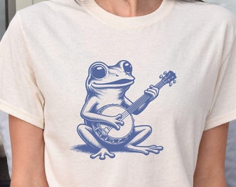 Funny Frog Banjo Shirt, Amphibian Bluegrass Guitar T-Shirt, Country Music T-Shirt, Banjo Player Tshirt, Music Teacher Gift for Best Friend