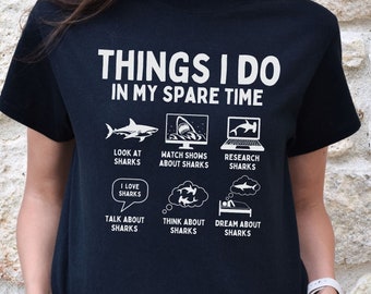 Chemise requin, T-shirt biologie marine, T-shirt grand requin blanc, T-shirt requin marteau, cadeau 2025 pour les amoureux des requins pour maman