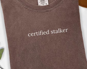 Comfort Colors Certified Stalker Minimalist Shirt, Gen Z Mental Health T-Shirt, Oversized Best Friend TShirt, Weirdcore Unhinged Weird Tee