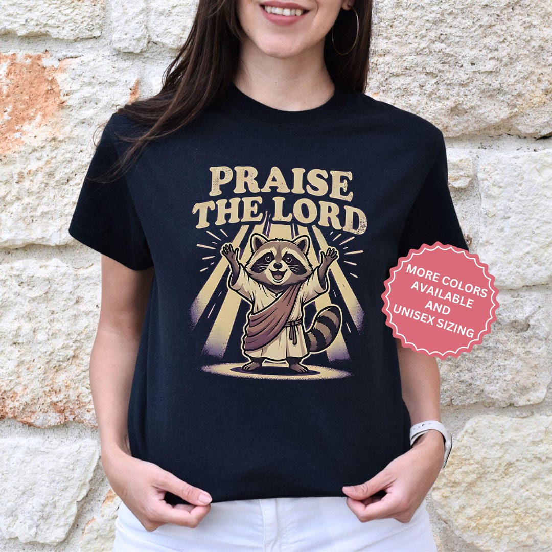 おもしろいイエス・アライグマTシャツ、かわいいキリスト教のパンダT