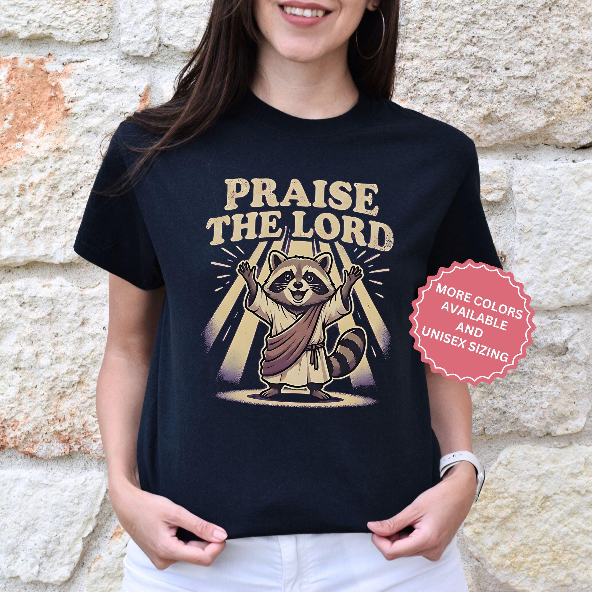 おもしろいイエス・アライグマTシャツ、かわいいキリスト教のパンダT