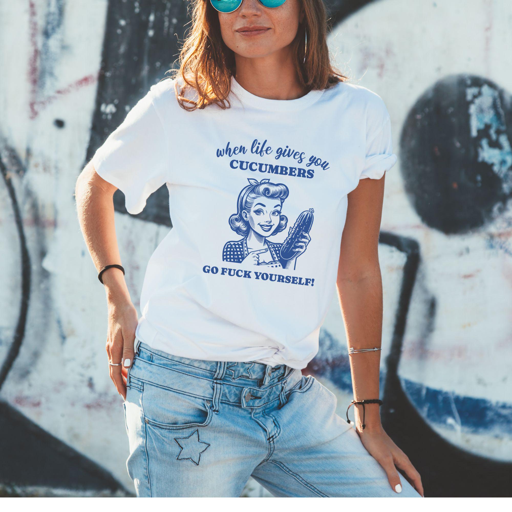 Go Fuck Yourself Cucumber Shirt, Vintage Silly Unhinged T-shirt