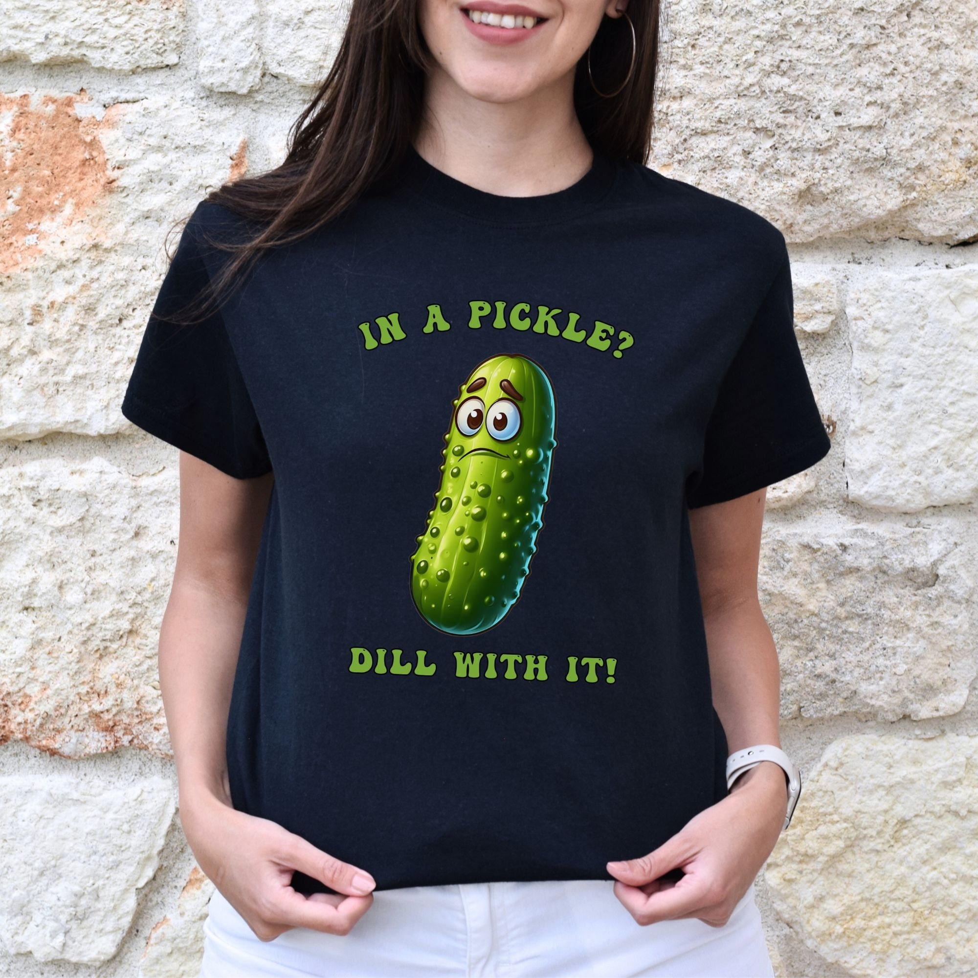 Funny Dill With It Pickle Shirt for Pickle Lover, Cute Canning Tee 