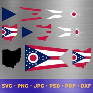 Vlag van de staat Ohio SVG gelaagd, de vlag van de staat Ohio cricut, de vlag van de staat Ohio png