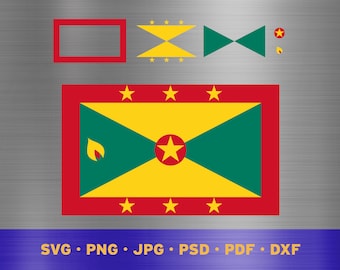 Grenada flag svg layered, Grenadian flag svg, Grenadian flag cricut, Grenada flag png, Grenadian flag png