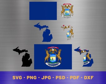 Michigan state flag svg layered, Michigan state flag cricut, Michigan state flag png