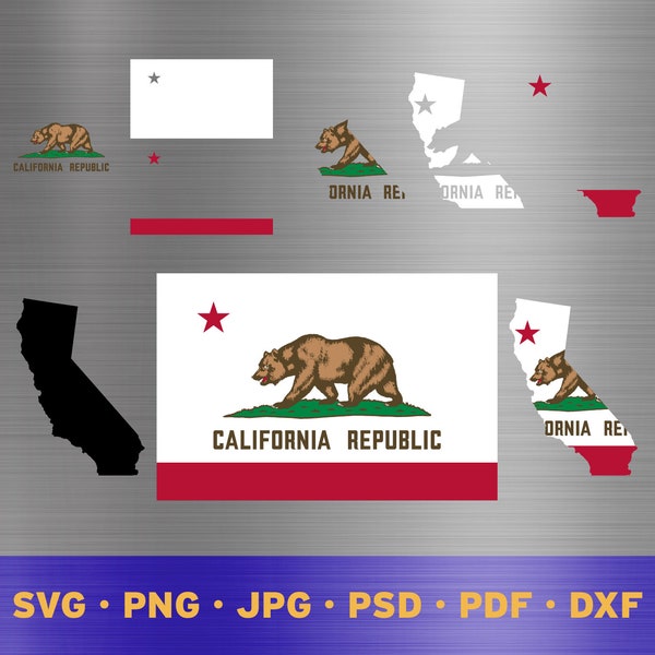 California state flag svg layered, California state flag cricut, California state flag png