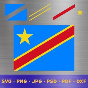 Puede incluir: Un archivo digital de la bandera de la República Democrática del Congo. La bandera es azul con una banda roja diagonal y una estrella amarilla en la esquina superior izquierda.