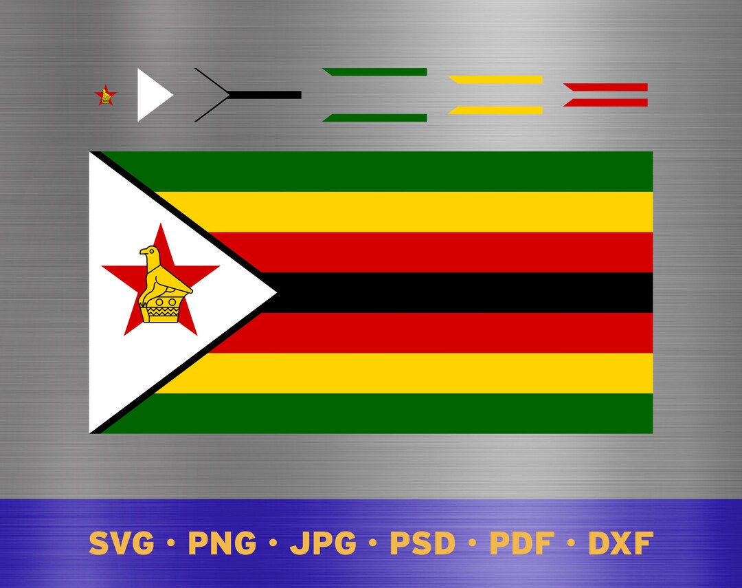 Zimbabwe Flag Svg Layered, Zimbabwean Flag Svg, Zimbabwean Flag Cricut