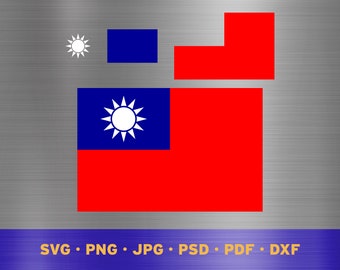 Taiwan flag svg layered, Taiwanese flag svg, Taiwanese flag cricut, Taiwan flag png, Taiwanese flag png