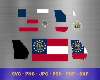 Georgia state flag svg layered, Georgia state flag cricut, Georgia state flag png