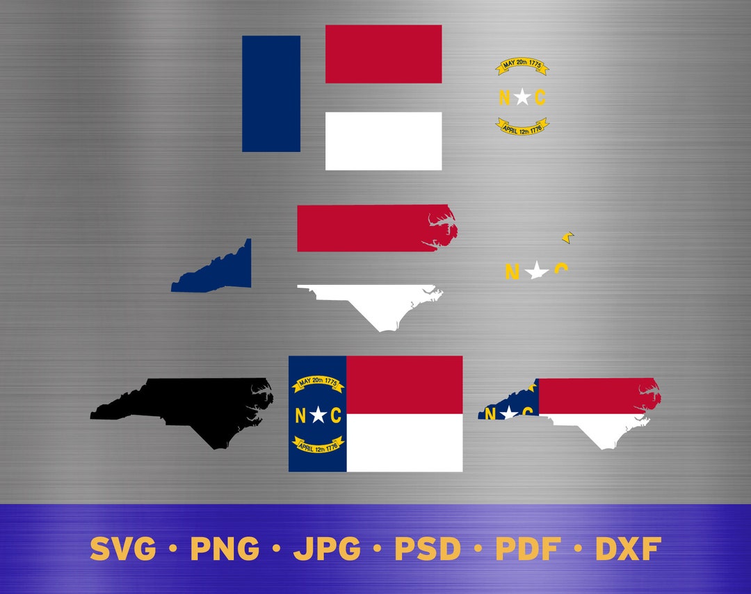 North Carolina State Flag Svg Layered, North Carolina State Flag Cricut ...