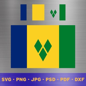 Bandiera di Saint Vincent e Grenadine svg a strati, bandiera Vincenziana e Grenadine svg, bandiera Vincy cricut